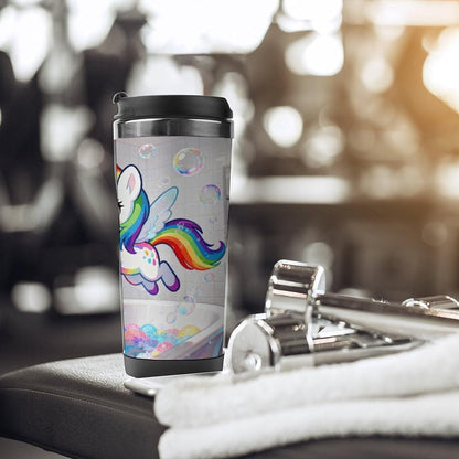 13oz Insulated Travel Coffee Mug Reusable Coffee Cup Water Bottle | Rainbow Wash Travel Mug with Leak Proof Lid Double Wall Stainless Steel Coffee Tumbler Personalized Gift