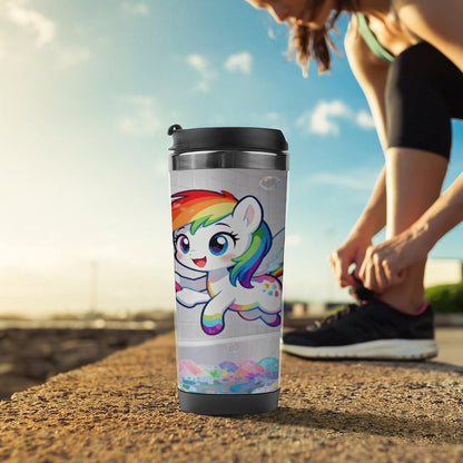 13oz Insulated Travel Coffee Mug Reusable Coffee Cup Water Bottle | Rainbow Wash Travel Mug with Leak Proof Lid Double Wall Stainless Steel Coffee Tumbler Personalized Gift