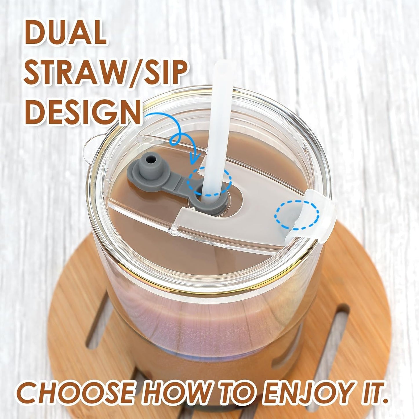 13 oz Glass Cups with Lids and Straws Reusable Iced Coffee Tumbler | Leak-Proof Thick Wall Travel Glass Coffee Cup for Iced Tea, Water, Office, Cup Holder Friendly, BPA Free (Shimmer,1 Pack)