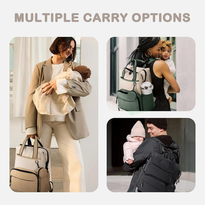 Neoprene Diaper Bag Backpack with Changing Pad, 33L Large Capacity Neoprene Backpack Baby Diaper Bag with Insulated Pockets, Travel Diaper Backpack Baby with 12 Pockets for Mom & Dad, Gray