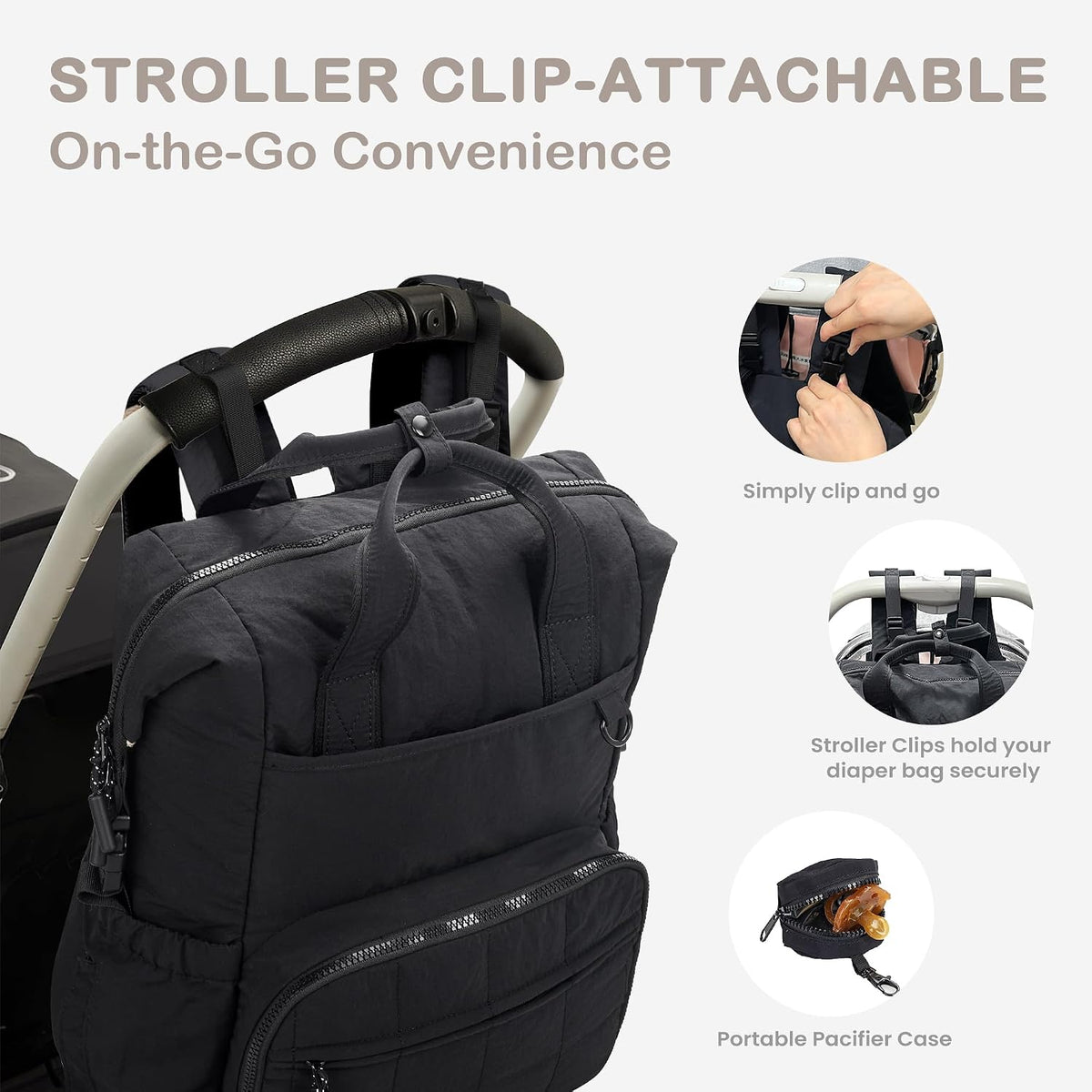 Neoprene Diaper Bag Backpack with Changing Pad, 33L Large Capacity Neoprene Backpack Baby Diaper Bag with Insulated Pockets, Travel Diaper Backpack Baby with 12 Pockets for Mom & Dad, Gray