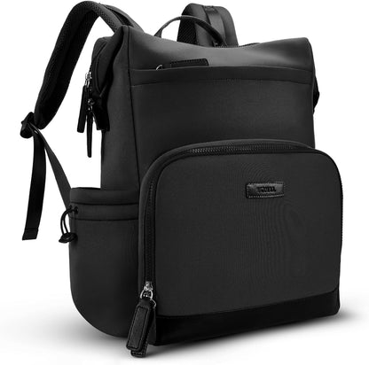 Neoprene Diaper Bag Backpack with Changing Pad, 33L Large Capacity Neoprene Backpack Baby Diaper Bag with Insulated Pockets, Travel Diaper Backpack Baby with 12 Pockets for Mom & Dad, Gray