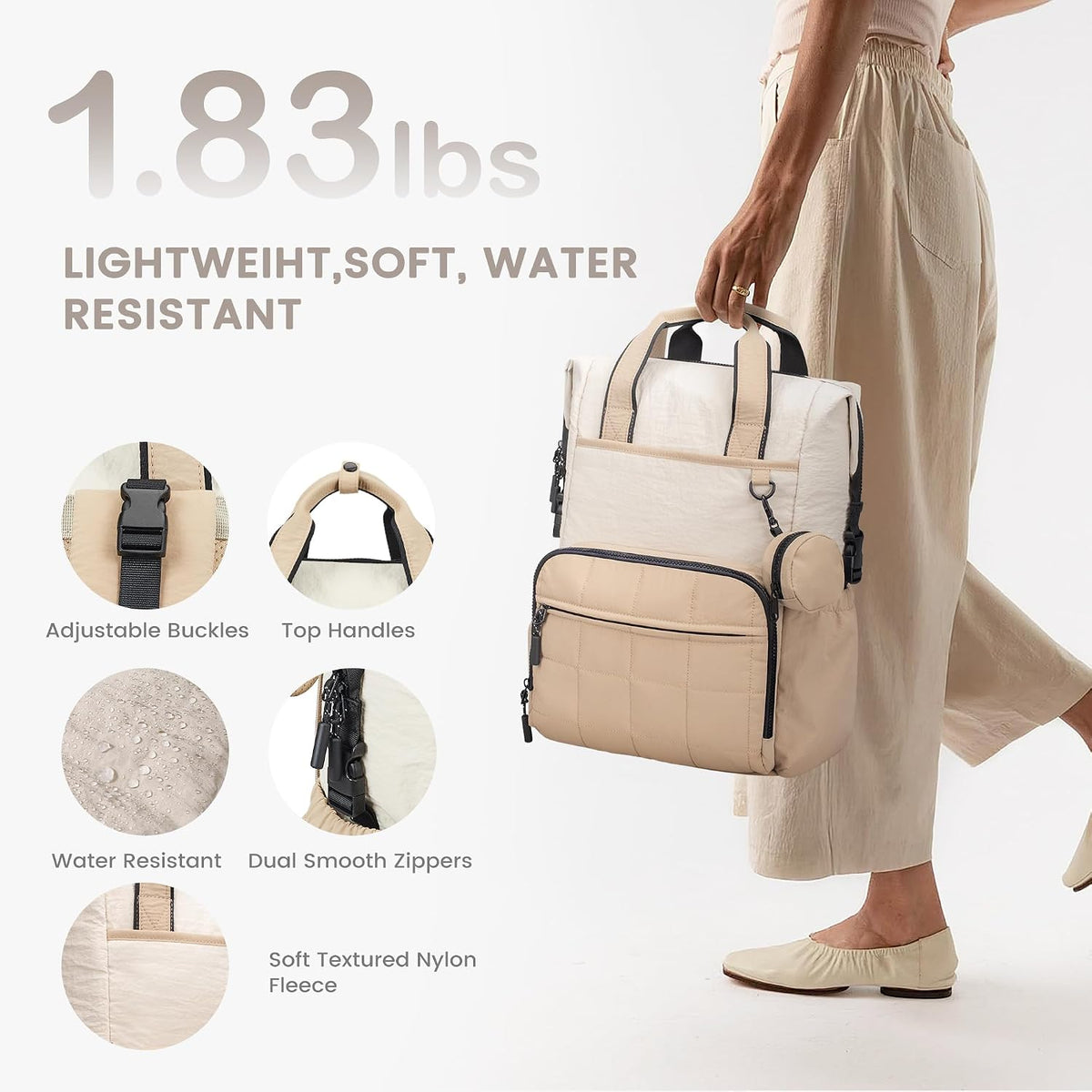 Neoprene Diaper Bag Backpack with Changing Pad, 33L Large Capacity Neoprene Backpack Baby Diaper Bag with Insulated Pockets, Travel Diaper Backpack Baby with 12 Pockets for Mom & Dad, Gray
