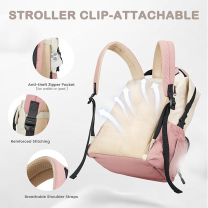 Neoprene Diaper Bag Backpack with Changing Pad, 33L Large Capacity Neoprene Backpack Baby Diaper Bag with Insulated Pockets, Travel Diaper Backpack Baby with 12 Pockets for Mom & Dad, Gray