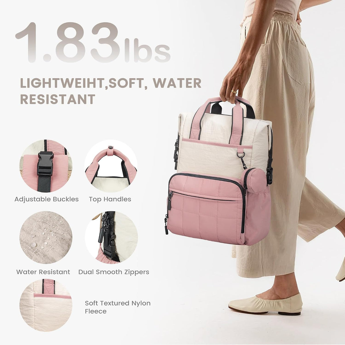 Neoprene Diaper Bag Backpack with Changing Pad, 33L Large Capacity Neoprene Backpack Baby Diaper Bag with Insulated Pockets, Travel Diaper Backpack Baby with 12 Pockets for Mom & Dad, Gray