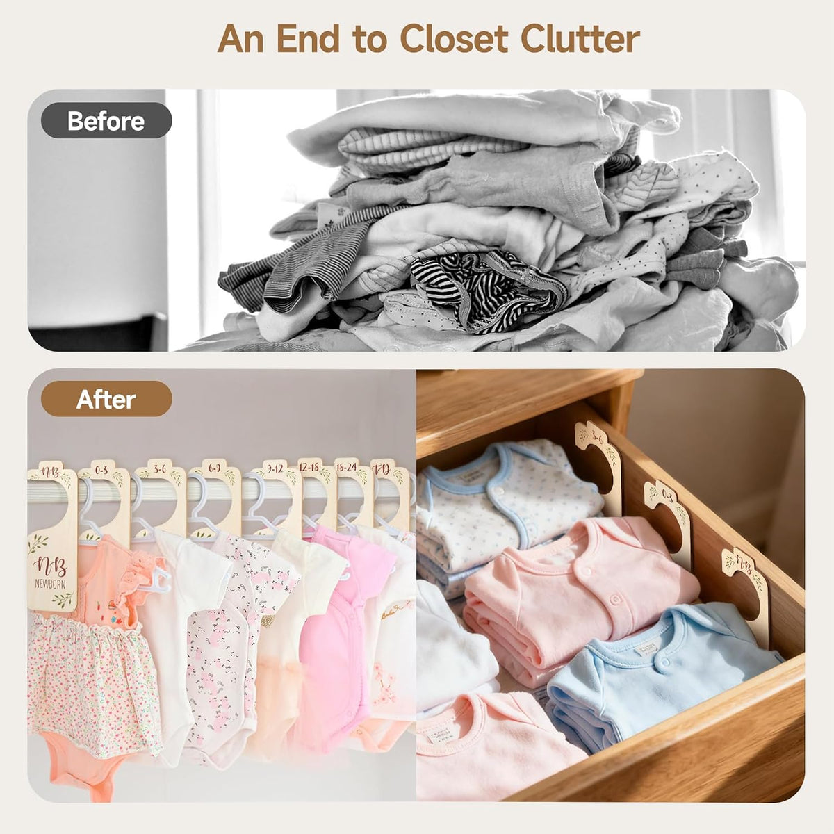 8 PCS Baby Closet Dividers, Double-Sided Baby Clothes Organizer, 0-24M