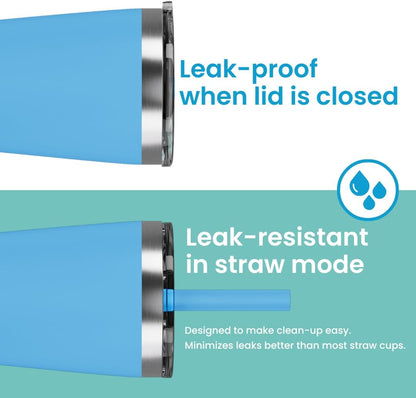 Stainless Steel Insulated Tumbler with Lid and Straw, 20 oz Stainless Steel Cups, Set of 2 Travel Coffee Mug for Adults, Iced Coffee Cup with Lid, Tumbler for Travel (Green + Pink)