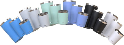 Stainless Steel Insulated Tumbler with Lid and Straw, 20 oz Stainless Steel Cups, Set of 2 Travel Coffee Mug for Adults, Iced Coffee Cup with Lid, Tumbler for Travel (Green + Pink)