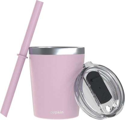 Stainless Steel Insulated Tumbler with Lid and Straw, 20 oz Stainless Steel Cups, Set of 2 Travel Coffee Mug for Adults, Iced Coffee Cup with Lid, Tumbler for Travel (Green + Pink)