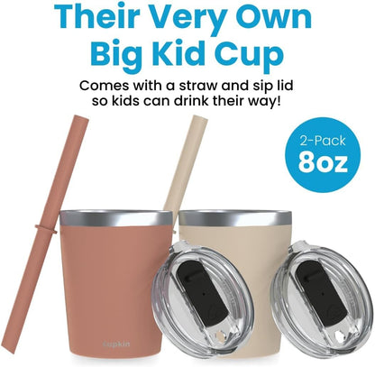 Stainless Steel Insulated Tumbler with Lid and Straw, 20 oz Stainless Steel Cups, Set of 2 Travel Coffee Mug for Adults, Iced Coffee Cup with Lid, Tumbler for Travel (Green + Pink)