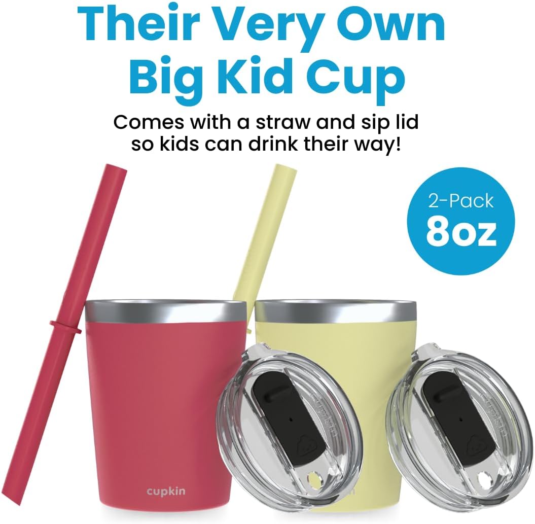 Stainless Steel Insulated Tumbler with Lid and Straw, 20 oz Stainless Steel Cups, Set of 2 Travel Coffee Mug for Adults, Iced Coffee Cup with Lid, Tumbler for Travel (Green + Pink)