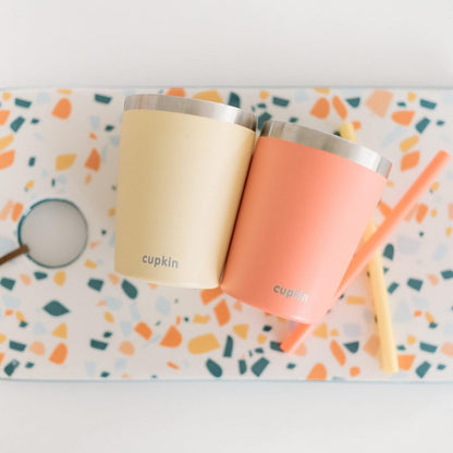 Stainless Steel Insulated Tumbler with Lid and Straw, 20 oz Stainless Steel Cups, Set of 2 Travel Coffee Mug for Adults, Iced Coffee Cup with Lid, Tumbler for Travel (Green + Pink)