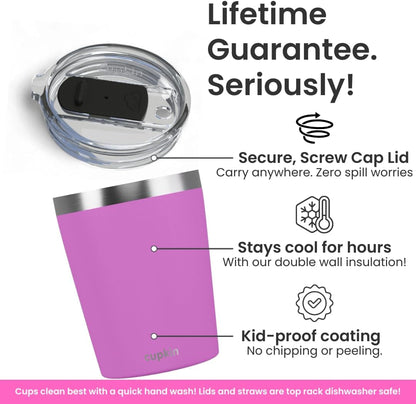 Stainless Steel Insulated Tumbler with Lid and Straw, 20 oz Stainless Steel Cups, Set of 2 Travel Coffee Mug for Adults, Iced Coffee Cup with Lid, Tumbler for Travel (Green + Pink)