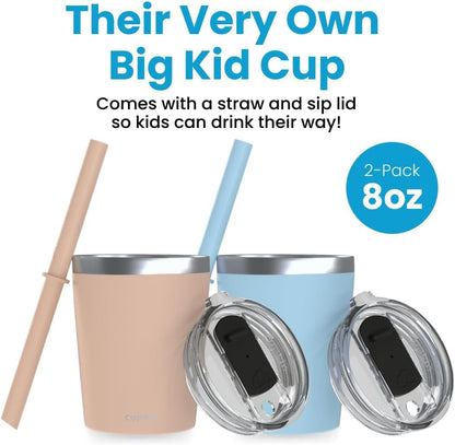 Stainless Steel Insulated Tumbler with Lid and Straw, 20 oz Stainless Steel Cups, Set of 2 Travel Coffee Mug for Adults, Iced Coffee Cup with Lid, Tumbler for Travel (Green + Pink)