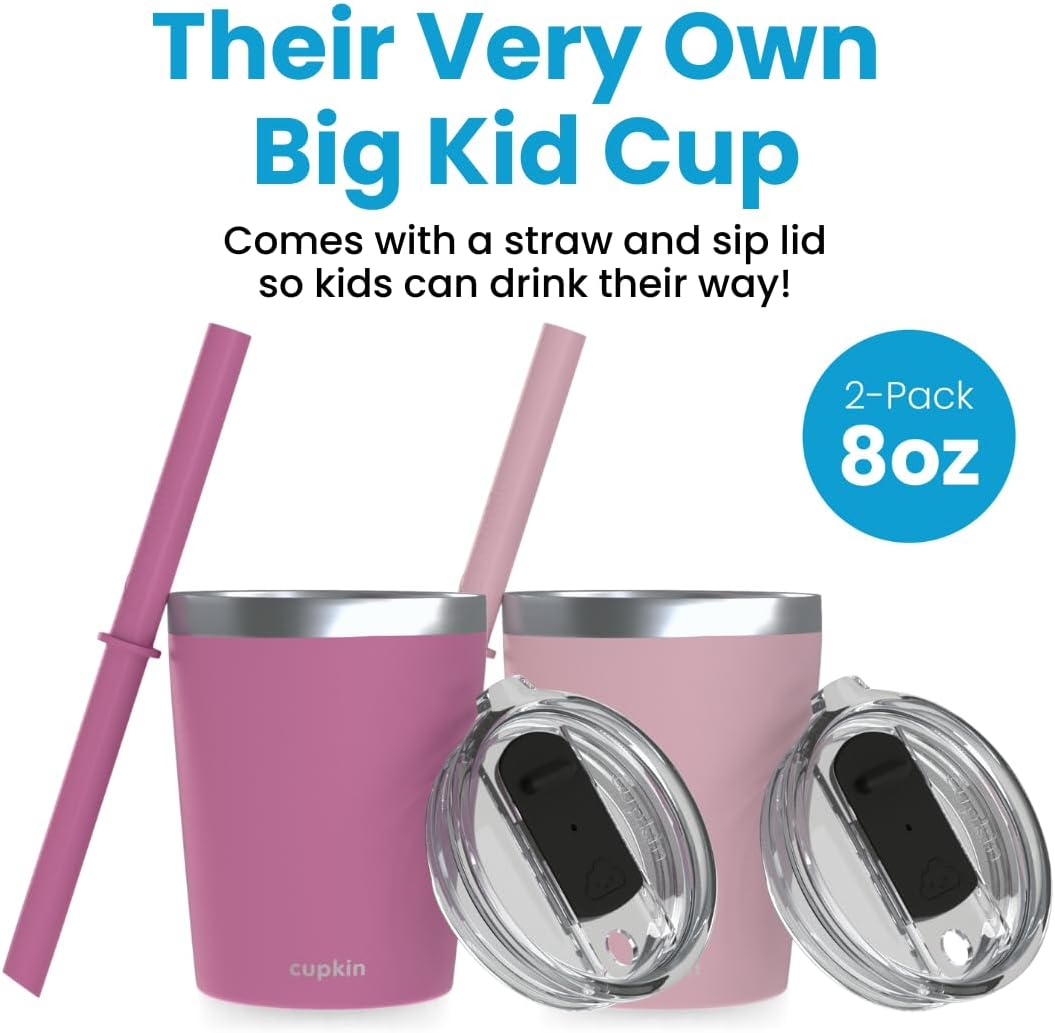 Stainless Steel Insulated Tumbler with Lid and Straw, 20 oz Stainless Steel Cups, Set of 2 Travel Coffee Mug for Adults, Iced Coffee Cup with Lid, Tumbler for Travel (Green + Pink)