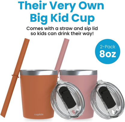 Stainless Steel Insulated Tumbler with Lid and Straw, 20 oz Stainless Steel Cups, Set of 2 Travel Coffee Mug for Adults, Iced Coffee Cup with Lid, Tumbler for Travel (Green + Pink)