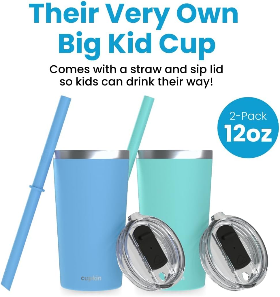 Stainless Steel Insulated Tumbler with Lid and Straw, 20 oz Stainless Steel Cups, Set of 2 Travel Coffee Mug for Adults, Iced Coffee Cup with Lid, Tumbler for Travel (Green + Pink)