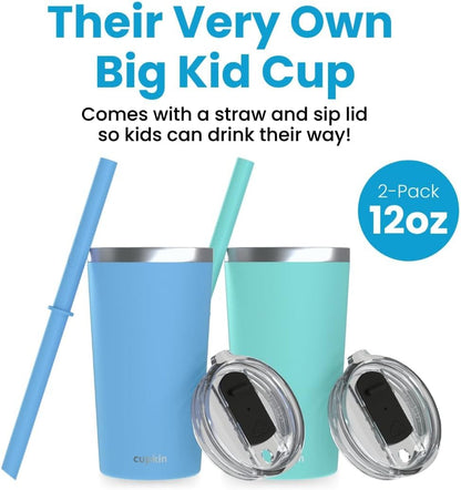 Stainless Steel Insulated Tumbler with Lid and Straw, 20 oz Stainless Steel Cups, Set of 2 Travel Coffee Mug for Adults, Iced Coffee Cup with Lid, Tumbler for Travel (Green + Pink)