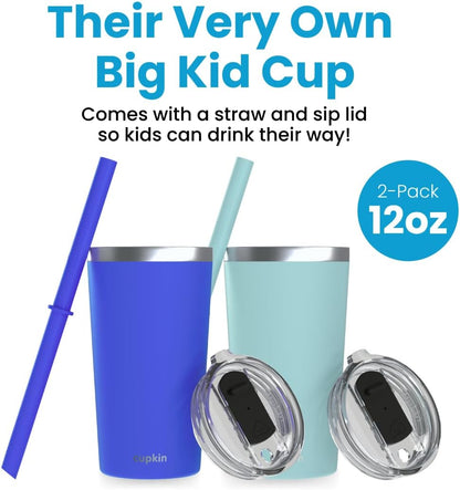 Stainless Steel Insulated Tumbler with Lid and Straw, 20 oz Stainless Steel Cups, Set of 2 Travel Coffee Mug for Adults, Iced Coffee Cup with Lid, Tumbler for Travel (Green + Pink)