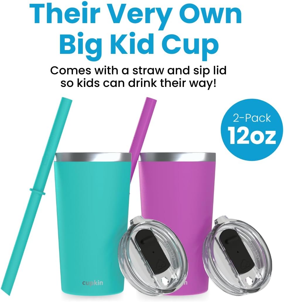 Stainless Steel Insulated Tumbler with Lid and Straw, 20 oz Stainless Steel Cups, Set of 2 Travel Coffee Mug for Adults, Iced Coffee Cup with Lid, Tumbler for Travel (Green + Pink)