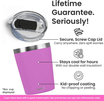 Stainless Steel Insulated Tumbler with Lid and Straw, 20 oz Stainless Steel Cups, Set of 2 Travel Coffee Mug for Adults, Iced Coffee Cup with Lid, Tumbler for Travel (Green + Pink)