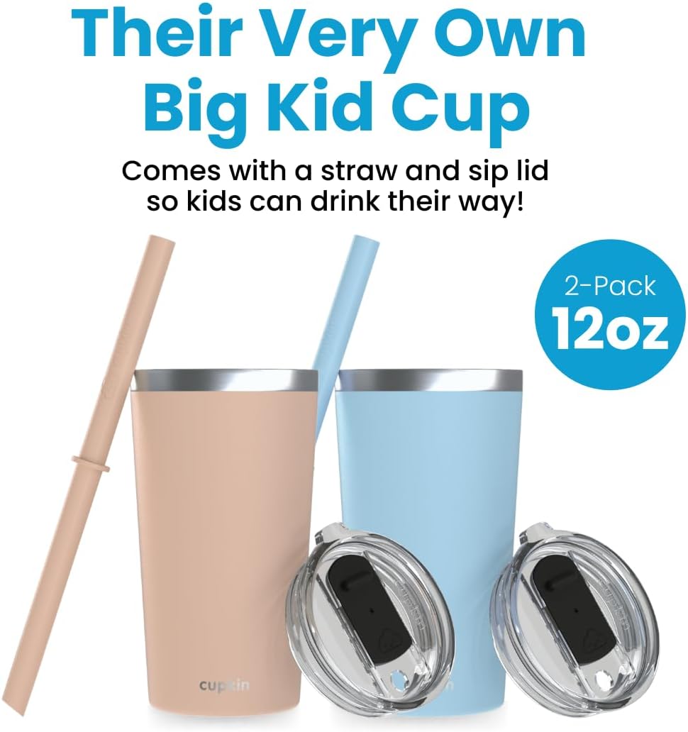 Stainless Steel Insulated Tumbler with Lid and Straw, 20 oz Stainless Steel Cups, Set of 2 Travel Coffee Mug for Adults, Iced Coffee Cup with Lid, Tumbler for Travel (Green + Pink)