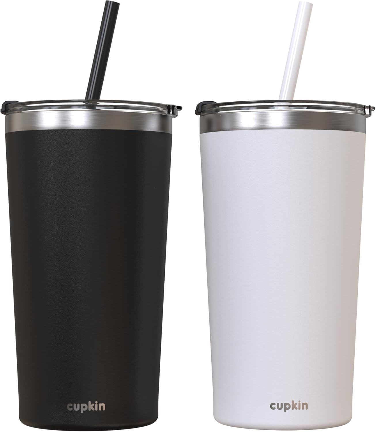 Stainless Steel Insulated Tumbler with Lid and Straw, 20 oz Stainless Steel Cups, Set of 2 Travel Coffee Mug for Adults, Iced Coffee Cup with Lid, Tumbler for Travel (Green + Pink)
