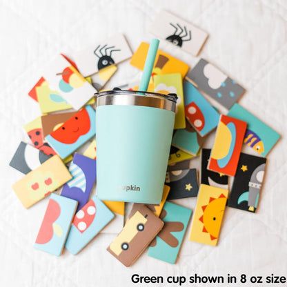 Stainless Steel Insulated Tumbler with Lid and Straw, 20 oz Stainless Steel Cups, Set of 2 Travel Coffee Mug for Adults, Iced Coffee Cup with Lid, Tumbler for Travel (Green + Pink)