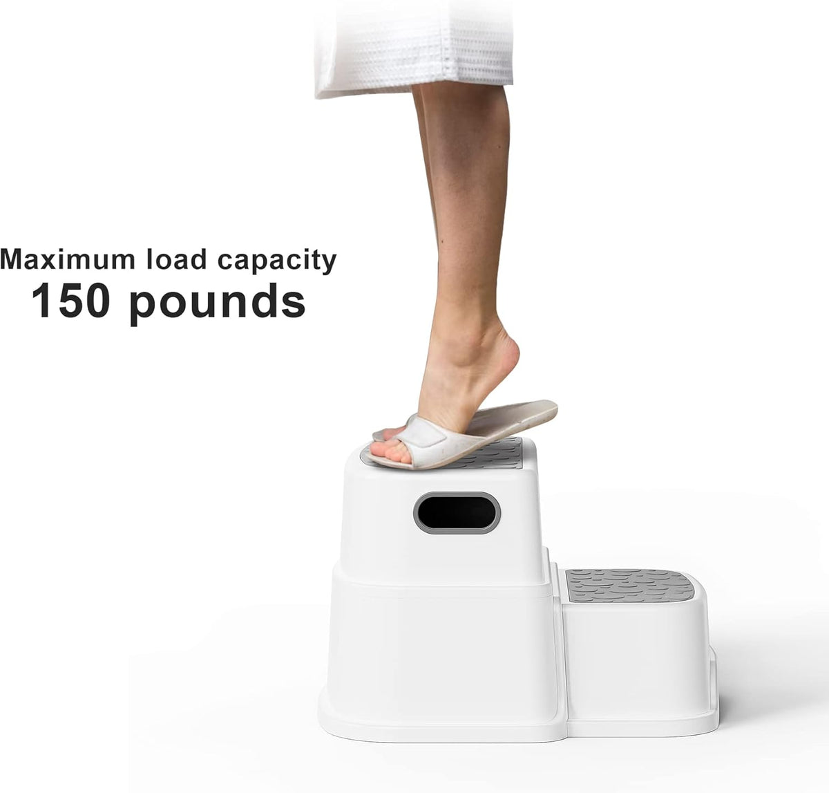 Toddler Step Stool for Potty Training, Bathroom Sink & Toilet - 2 Step Kids Poop Stool, Non-Slip Step Stool with Handles, Dual Height Stepping Stool for Kitchen Counter (Include 2 Ducks)