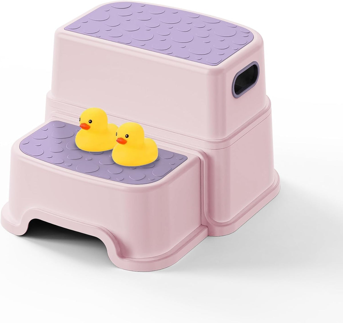 Toddler Step Stool for Potty Training, Bathroom Sink & Toilet - 2 Step Kids Poop Stool, Non-Slip Step Stool with Handles, Dual Height Stepping Stool for Kitchen Counter (Include 2 Ducks)