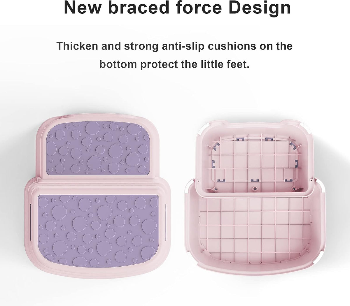 Toddler Step Stool for Potty Training, Bathroom Sink & Toilet - 2 Step Kids Poop Stool, Non-Slip Step Stool with Handles, Dual Height Stepping Stool for Kitchen Counter (Include 2 Ducks)