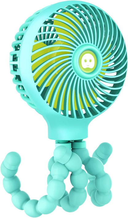 Mini Stroller Fan, 19H Battery Life, Personal Handheld Clip on Portable Rechargeable Fan with Flexible Tripod, Gift for Children Baby Car Travel BBQ Gym (Black, 4000mAh)