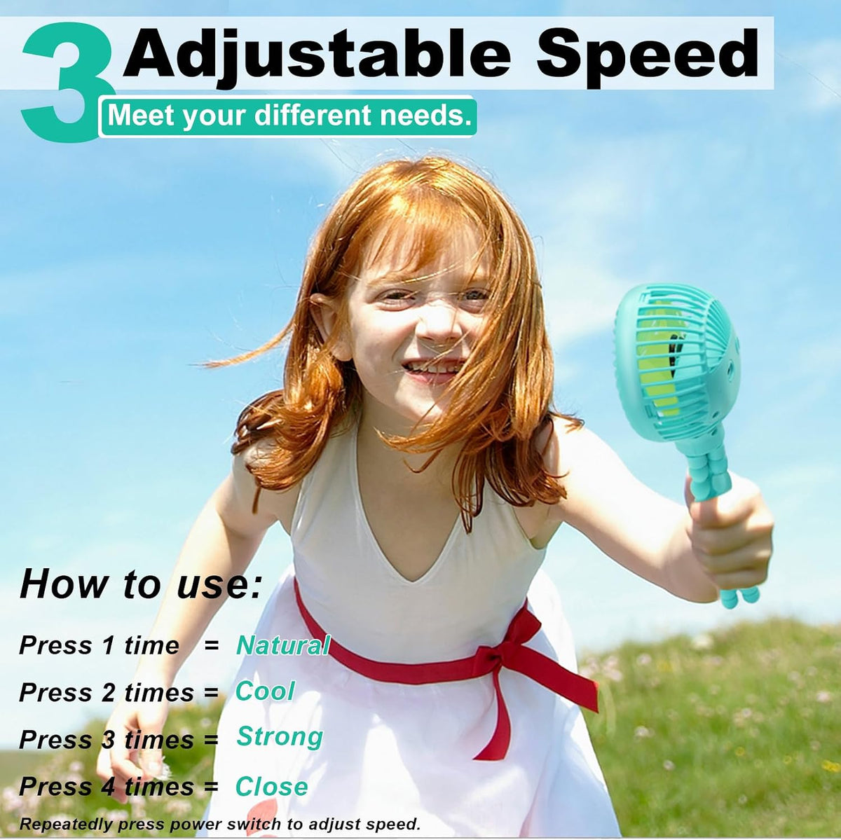Mini Stroller Fan, 19H Battery Life, Personal Handheld Clip on Portable Rechargeable Fan with Flexible Tripod, Gift for Children Baby Car Travel BBQ Gym (Black, 4000mAh)