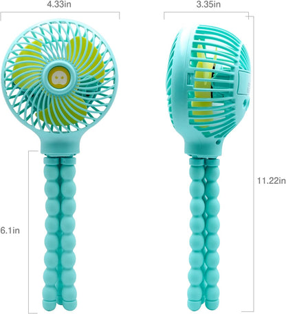 Mini Stroller Fan, 19H Battery Life, Personal Handheld Clip on Portable Rechargeable Fan with Flexible Tripod, Gift for Children Baby Car Travel BBQ Gym (Black, 4000mAh)