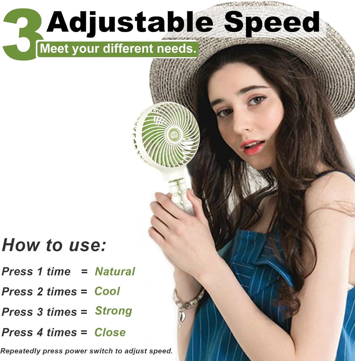 Mini Stroller Fan, 19H Battery Life, Personal Handheld Clip on Portable Rechargeable Fan with Flexible Tripod, Gift for Children Baby Car Travel BBQ Gym (Black, 4000mAh)
