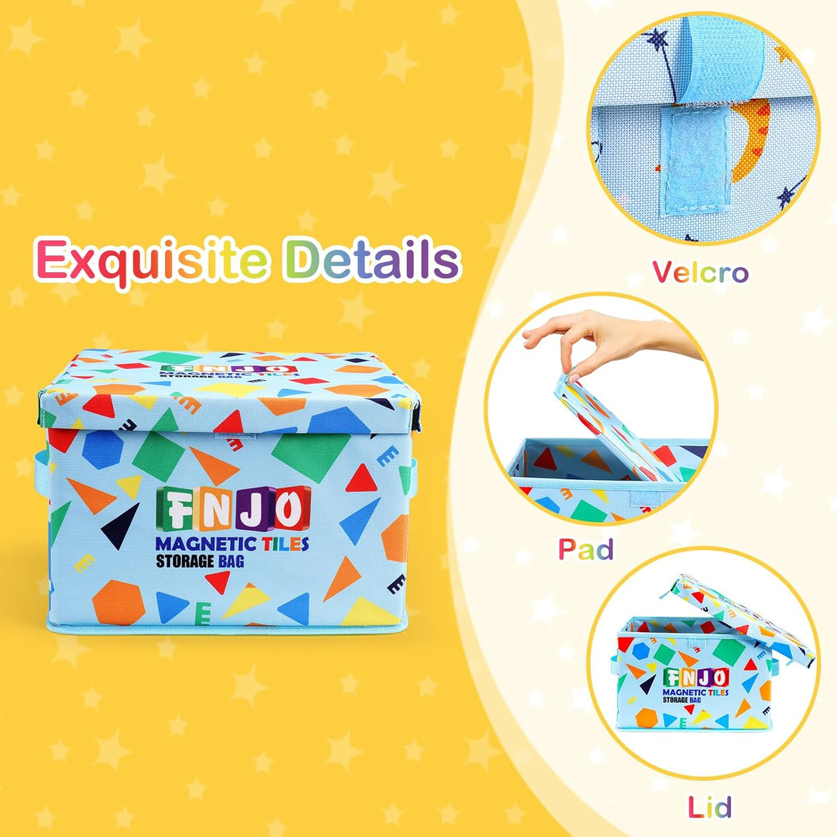 Toy Storage Bin,Foldable Toy Organizer with Lid, Playroom Organizer,Toy Holder,Storage Box for Magnetic Tiles and other gadget