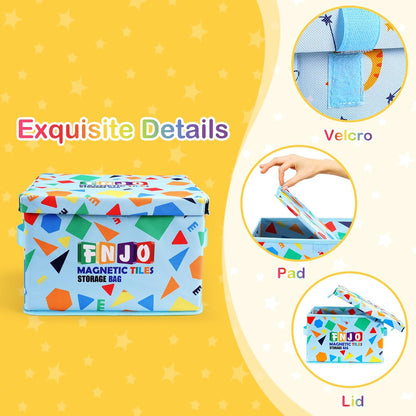 Toy Storage Bin,Foldable Toy Organizer with Lid, Playroom Organizer,Toy Holder,Storage Box for Magnetic Tiles and other gadget