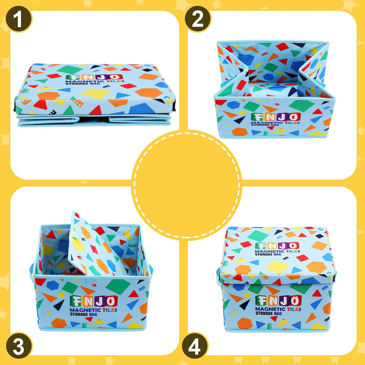 Toy Storage Bin,Foldable Toy Organizer with Lid, Playroom Organizer,Toy Holder,Storage Box for Magnetic Tiles and other gadget