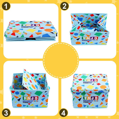 Toy Storage Bin,Foldable Toy Organizer with Lid, Playroom Organizer,Toy Holder,Storage Box for Magnetic Tiles and other gadget