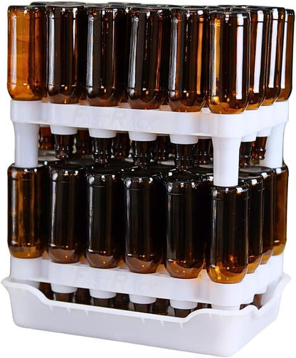 FASTFERMENT - 24-Bottle Drying Rack & Tray| Bottle Drying Tree Alternative | Dry & Store Your Wine or Bomber/Belgian Bottles | 2-Stackable Racks, 1 Tray | Dishwasher Safe | Home Brewing Supplies