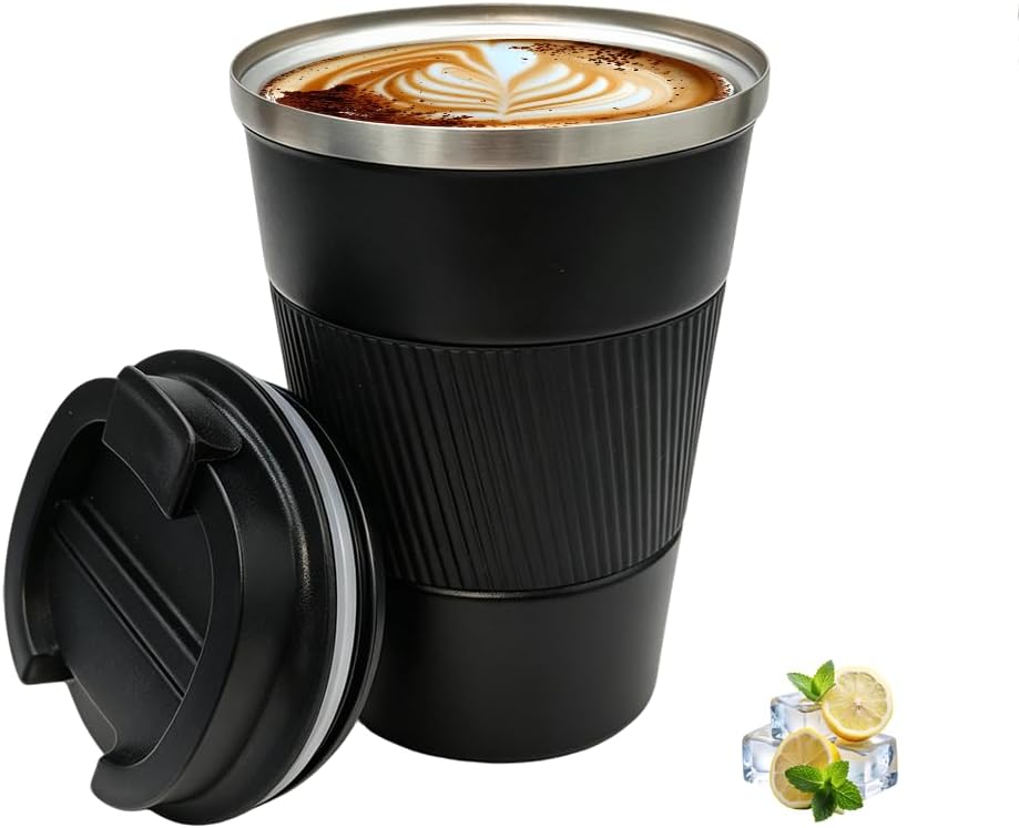 Coffee Mug with Leak Proof Lid, Travel Mug Stainless Steel Tumbler, Double Wall Vacuum Insulated Coffee Cup, Reusable Thermal Cup for Car, Office, Outdoor,for Men&Women (White V3, 12OZ)