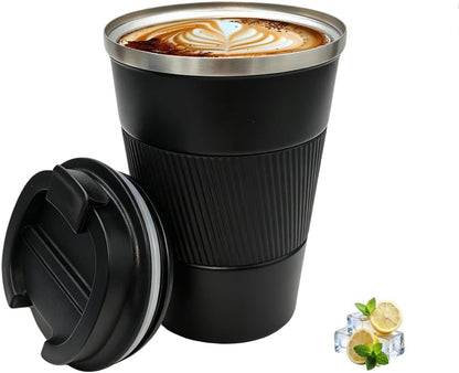 Coffee Mug with Leak Proof Lid, Travel Mug Stainless Steel Tumbler, Double Wall Vacuum Insulated Coffee Cup, Reusable Thermal Cup for Car, Office, Outdoor,for Men&Women (White V3, 12OZ)