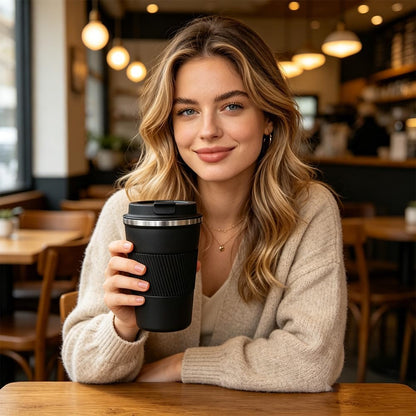 Coffee Mug with Leak Proof Lid, Travel Mug Stainless Steel Tumbler, Double Wall Vacuum Insulated Coffee Cup, Reusable Thermal Cup for Car, Office, Outdoor,for Men&Women (White V3, 12OZ)