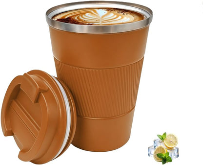 Coffee Mug with Leak Proof Lid, Travel Mug Stainless Steel Tumbler, Double Wall Vacuum Insulated Coffee Cup, Reusable Thermal Cup for Car, Office, Outdoor,for Men&Women (White V3, 12OZ)