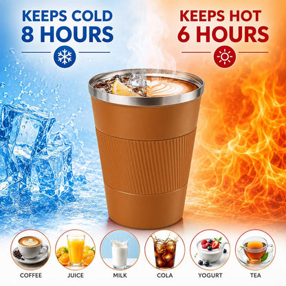Coffee Mug with Leak Proof Lid, Travel Mug Stainless Steel Tumbler, Double Wall Vacuum Insulated Coffee Cup, Reusable Thermal Cup for Car, Office, Outdoor,for Men&Women (White V3, 12OZ)