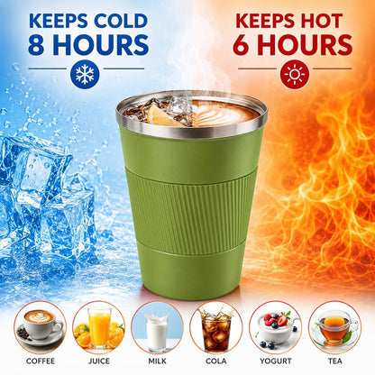 Coffee Mug with Leak Proof Lid, Travel Mug Stainless Steel Tumbler, Double Wall Vacuum Insulated Coffee Cup, Reusable Thermal Cup for Car, Office, Outdoor,for Men&Women (White V3, 12OZ)