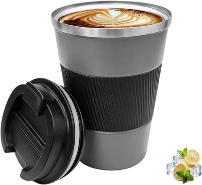 Coffee Mug with Leak Proof Lid, Travel Mug Stainless Steel Tumbler, Double Wall Vacuum Insulated Coffee Cup, Reusable Thermal Cup for Car, Office, Outdoor,for Men&Women (White V3, 12OZ)