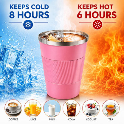 Coffee Mug with Leak Proof Lid, Travel Mug Stainless Steel Tumbler, Double Wall Vacuum Insulated Coffee Cup, Reusable Thermal Cup for Car, Office, Outdoor,for Men&Women (White V3, 12OZ)
