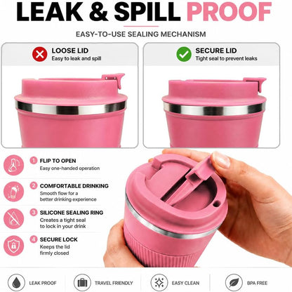 Coffee Mug with Leak Proof Lid, Travel Mug Stainless Steel Tumbler, Double Wall Vacuum Insulated Coffee Cup, Reusable Thermal Cup for Car, Office, Outdoor,for Men&Women (White V3, 12OZ)