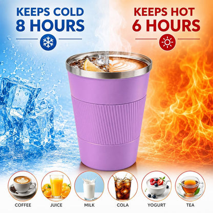 Coffee Mug with Leak Proof Lid, Travel Mug Stainless Steel Tumbler, Double Wall Vacuum Insulated Coffee Cup, Reusable Thermal Cup for Car, Office, Outdoor,for Men&Women (White V3, 12OZ)